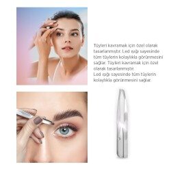 Polosmart PSC100 Paslanmaz Çelik Ergonomik İnce Uçlu Kaş Şekillendirici Led Işıklı Cımbız Gümüş - 3