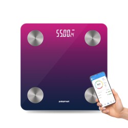 Polosmart PSC104 Pilli Bluetooth Vücut Analizli Yağ Kas Su Ölçer Hassas Akıllı Tartı Baskül Mor - Polosmart