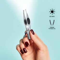 Polosmart PSC50 Paslanmaz Çelik Ergonomik İnce Uçlu Kaş Şekillendirici Led Işıklı Cımbız Siyah - 2
