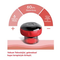 Polosmart PSC70 Şarjlı Isıtmalı Kupa Vakum Aleti 6 Modlu Sıcak Kompresli Vücut Masaj Cihazı Kırmızı - 4