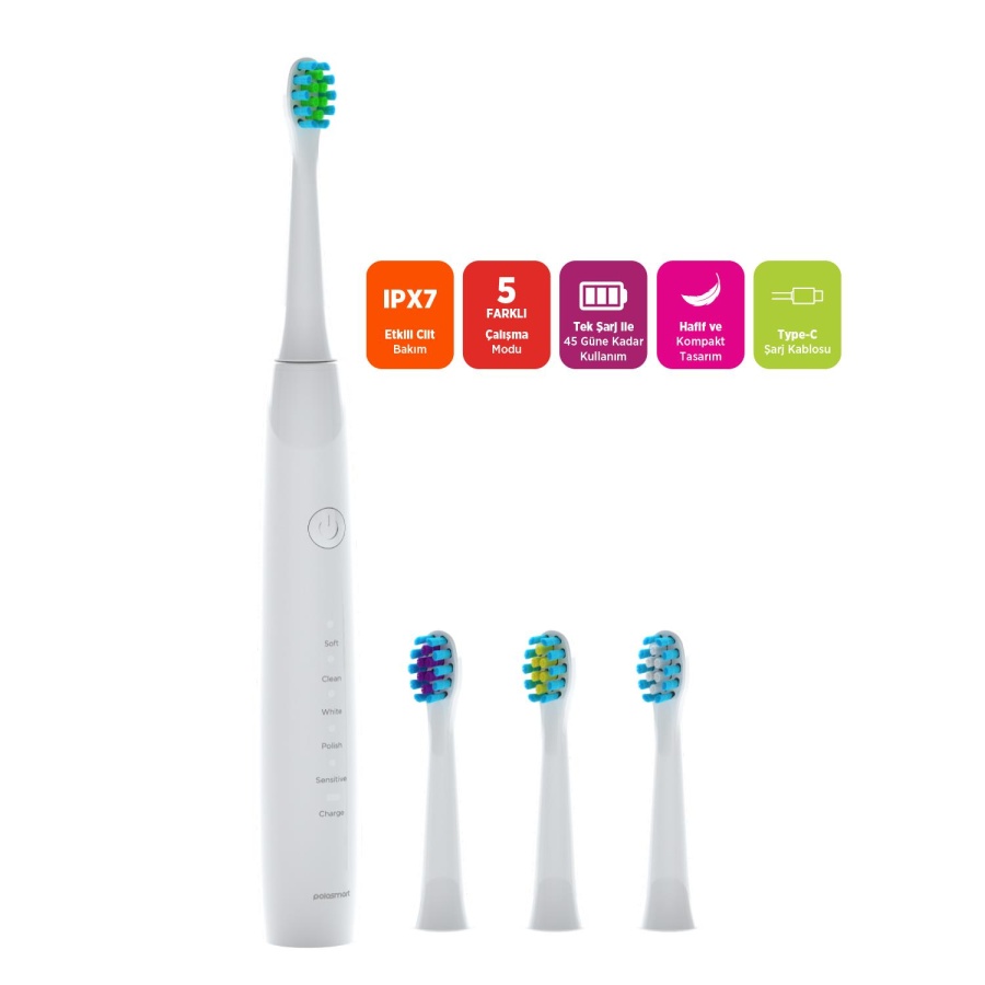 Polosmart PSC75 Elektrikli Diş Fırçası - 5 Modlu ,Hassas Diş Eti Bakımı ve Etkili Plak Temizliği - 2