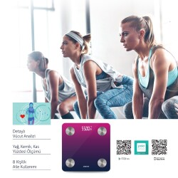 Polosmart PSC76 Bluetooth Akıllı Baskül Tartı Navy Fuşya - 2