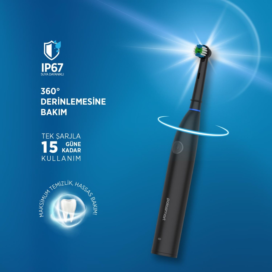 Polosmart PSC81 Şarjlı 5 Modlu IP67 Suya Dayanıklı Diş Fırçası Antrasit - 3