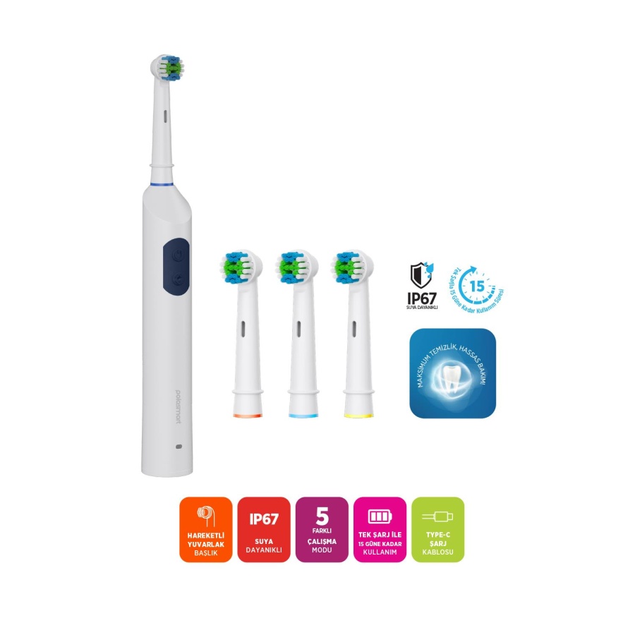 Polosmart PSC82 Şarjlı 5 Modlu IP67 Suya Dayanıklı Diş Fırçası Navy - 2