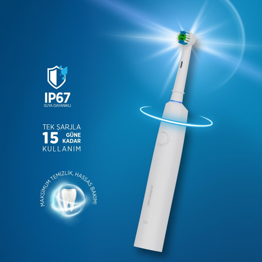 Polosmart PSC83 Şarjlı 5 Modlu IP67 Suya Dayanıklı Diş Fırçası Beyaz - 3