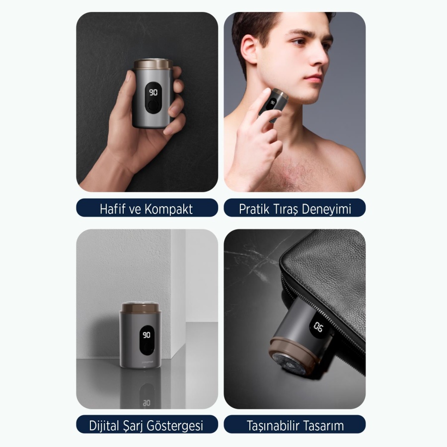 Polosmart PSC87 Dijital Göstergeli Şarjlı Mini Sıfır Tıraş Makinesi Antrasit - 4
