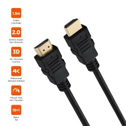 Polosmart PSH07 4K HDMI Kablo 60 Hz 1.5 Metre Siyah - 1