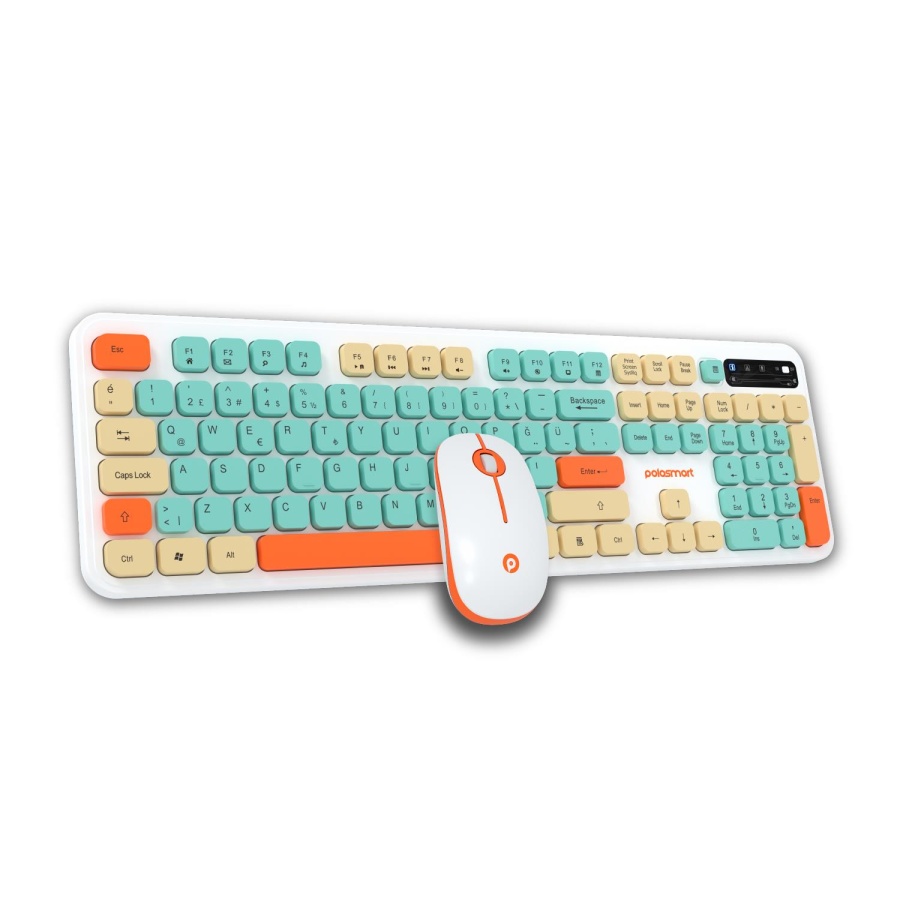 Polosmart PSK12 Kablosuz 2.4 Ghz Pilli Klavye & Mouse Set Beyaz - 2
