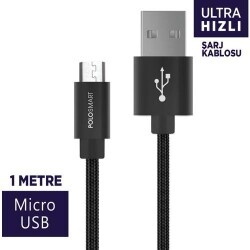 Polosmart PSM05 1 Metre Siyah Android Hızlı Şarj Kablosu - 1