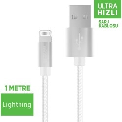 Polosmart PSM06 1 Metre Beyaz Lightning Hızlı Şarj Kablosu - 1