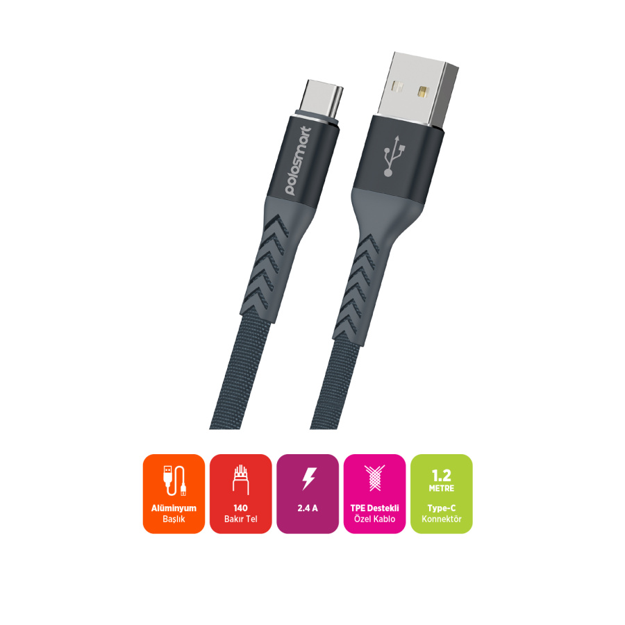 Polosmart PSM116 Şarj Kablosu Usb To Type-C - 2