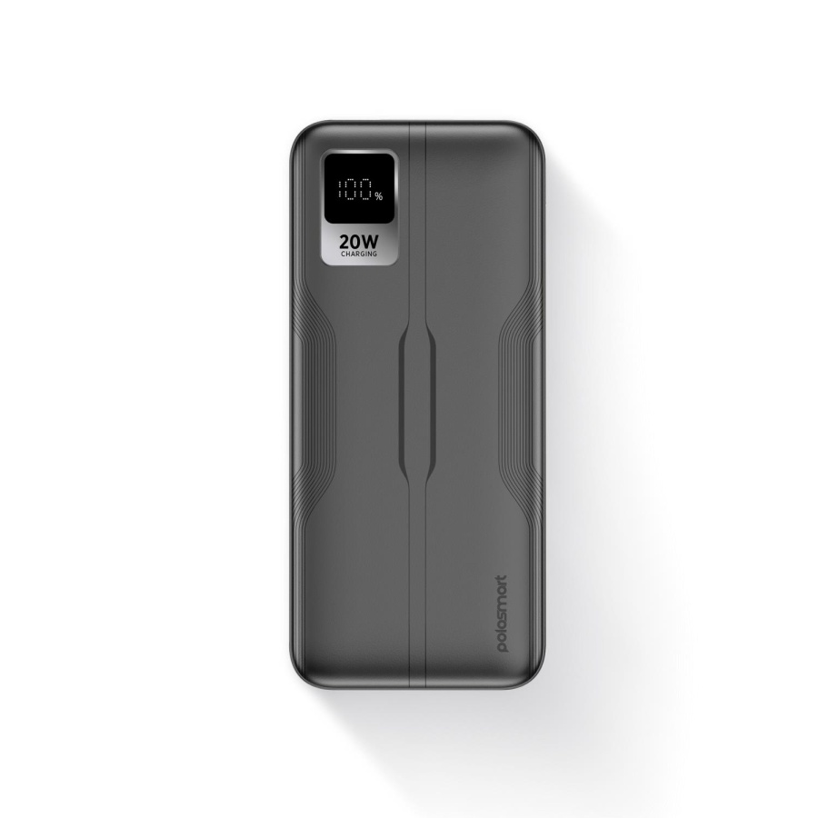 Polosmart PSM130 Taşınabilir 20W PD Çıkışı Dijital Göstergeli Şarj Cihazı Powerbank 10.000 mAh Antrasit - 1