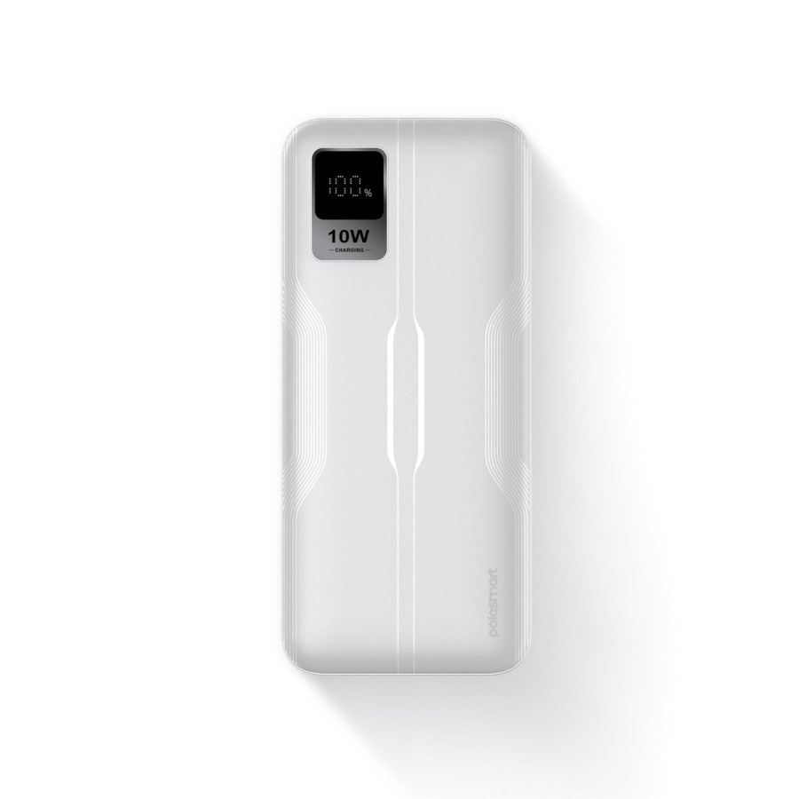 Polosmart PSM130 Taşınabilir 20W PD Çıkışı Dijital Göstergeli Şarj Cihazı Powerbank 10.000 mAh Beyaz - 1
