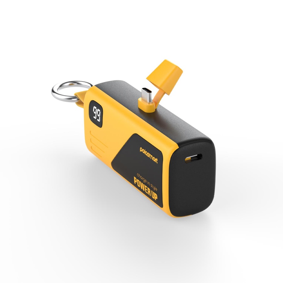 Polosmart PSM132 Taşınabilir Dijital Göstergeli 20W PD Çıkışlı Şarj Cihazı Powerbank 5.000 mAh Sarı - 1