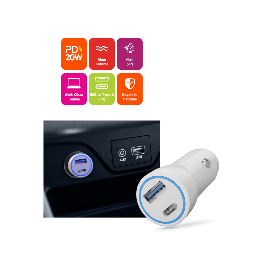Polosmart PSM133 Araç Şarjı Usb + Type C Hızlı - 2