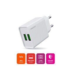 Polosmart PSM134 2A Çift USB Şarj Adaptörü Akıllı Tanıma Hızlı Şarj Başlığı 10W - 2