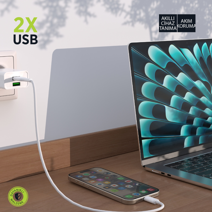 Polosmart	PSM134 Duvar Şarjı 2 USB	 - 1