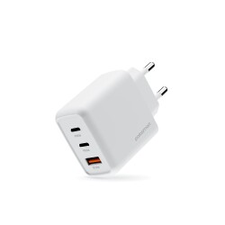 Polosmart PSM135 65W PD Hızlı Şarj Adaptörü 2 Type-C + USB Çıkış (3 Port) Güvenli Şarj Beyaz - Polosmart