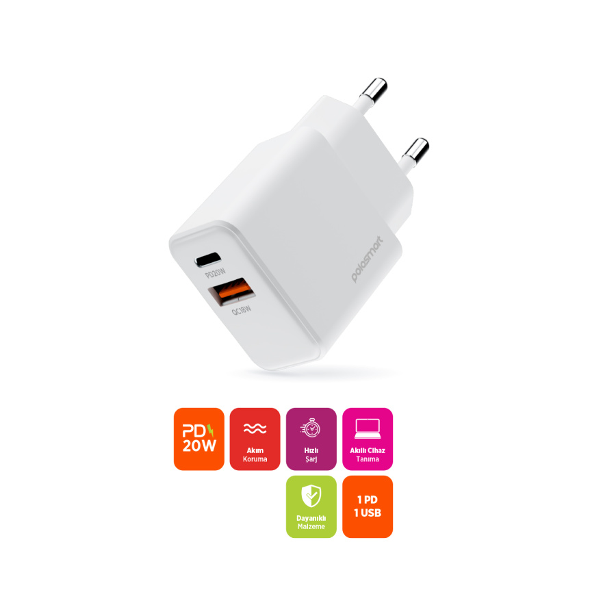 Polosmart	PSM136 Duvar Şarjı 20W PD+ USB3.0	 - 2