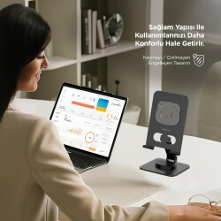 Polosmart PSM141 Telefon Tablet Standı 360° Ayarlanabilir 1000g Taşıma Kapasiteli Siyah - 5