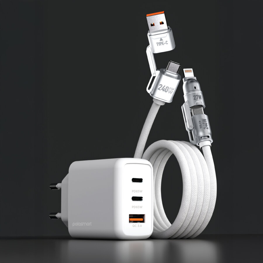 Polosmart PSM142 65W PD Duvar Şarjı & 4IN1 Şarj Kablosu - 1