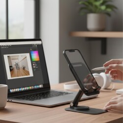 Polosmart PSM144 Telefon Tablet Standı 180° Ayarlanabilir 1500g Taşıma Kapasiteli Siyah - 3