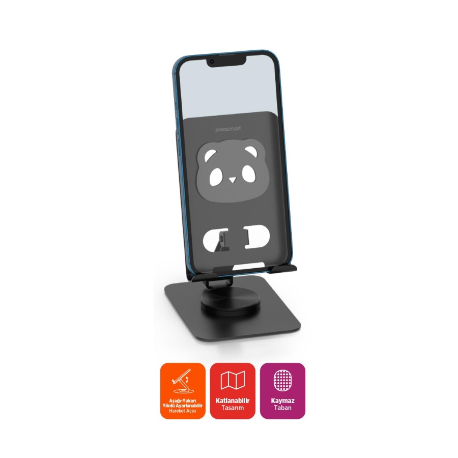 Polosmart PSM145 Telefon Tablet Standı 360° Ayarlanabilir 1000g Taşıma Kapasiteli Siyah - 2