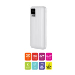 Polosmart PSM148 Taşınabilir 20W PD Çıkışı Dijital Ekranlı Şarj Cihazı Powerbank 10.000 mAh Beyaz - 2