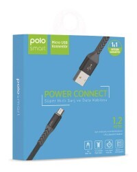 Polosmart PSM21 Micro USB Hızlı Şarj Kablosu 1.2m Siyah - 1