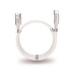 Polosmart PSM67 Type C Mıknatıslı Sarmal Şarj ve Data Kablosu 1 Metre Beyaz - Polosmart