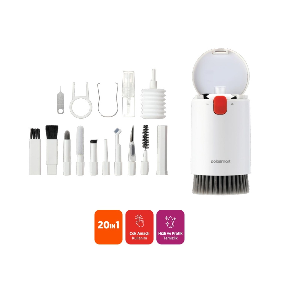 Polosmart PSR100 Elektronik 20 in 1 Çok Fonksiyonlu Temizlik Kiti Beyaz - 2