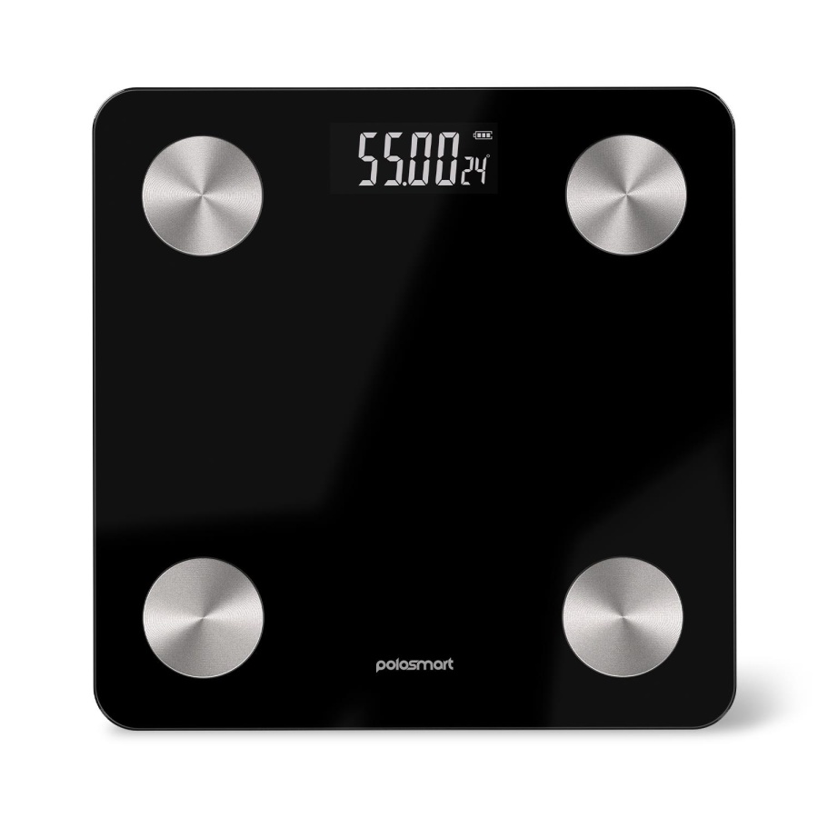 Polosmart PSR102 Pilli Bluetooth Vücut Analizli Yağ Kas Su Ölçer Hassas Akıllı Tartı Baskül Siyah - 1