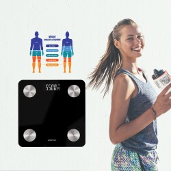 Polosmart PSR102 Pilli Bluetooth Vücut Analizli Yağ Kas Su Ölçer Hassas Akıllı Tartı Baskül Siyah - 4