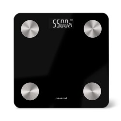 Polosmart PSR102 Pilli Bluetooth Vücut Analizli Yağ Kas Su Ölçer Hassas Akıllı Tartı Baskül Siyah - Polosmart