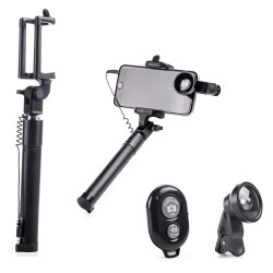 Preo My Photo 3'lü Kablosuz Selfie Stick Set Siyah - 1