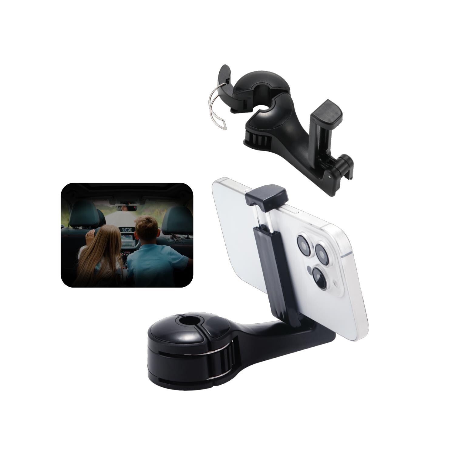 Space24 SPK08 2 in 1 Araç İçi Telefon Tutucu ve Askılık Siyah